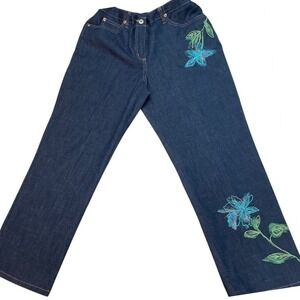 Napa Valley Petite Dark Wash Embroidered Floral Bootcut Jeans Women Size 10P‎